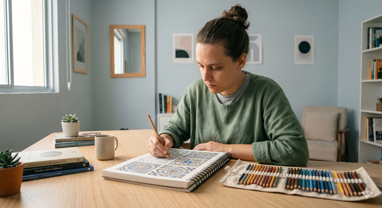 Adulto no espectro autista em atividade artística