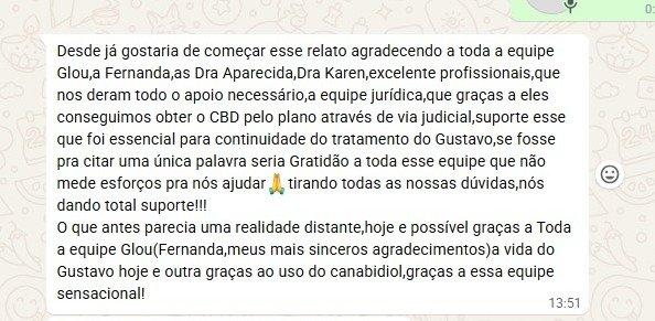 Print de WhatsApp: gratidão à equipe jurídica e clínica