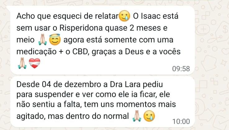 Print de WhatsApp: relato de suspensão de medicação