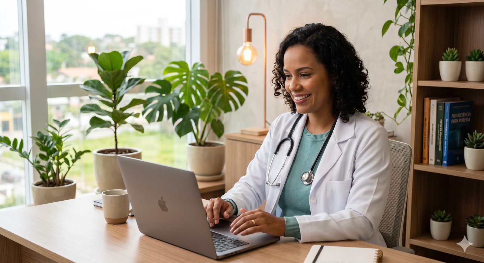 Médica em teleconsulta com paciente